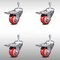 Service Caster 3.5 Inch SS Red Poly Swivel 10mm Threaded Stem Caster Set Total Lock Brake SCC-SSTSTTL20S3514-PPUB-RED-M1015-4 - alternate 1